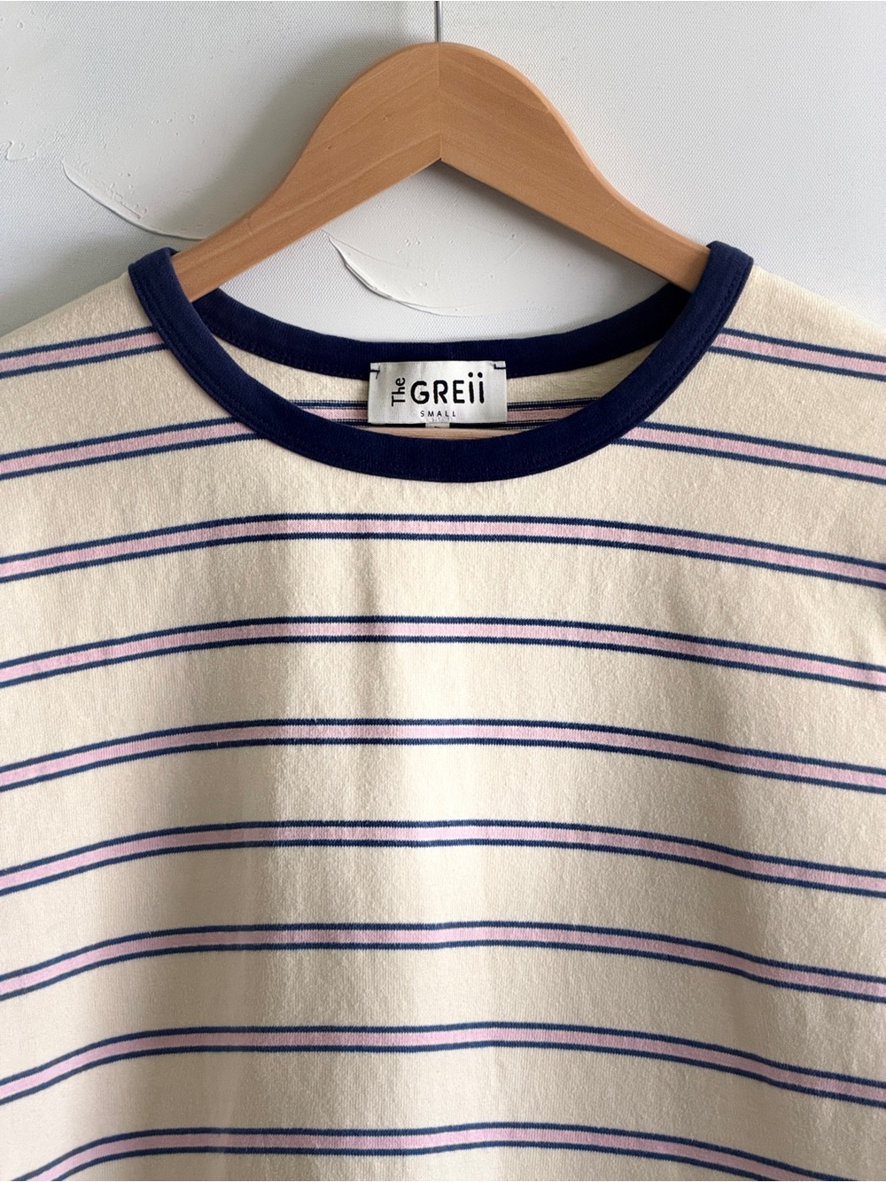 The Greii Striped Ringer Tee Women’s S Boxy Cropped Cotton Made in Korea - Picture 3 of 11